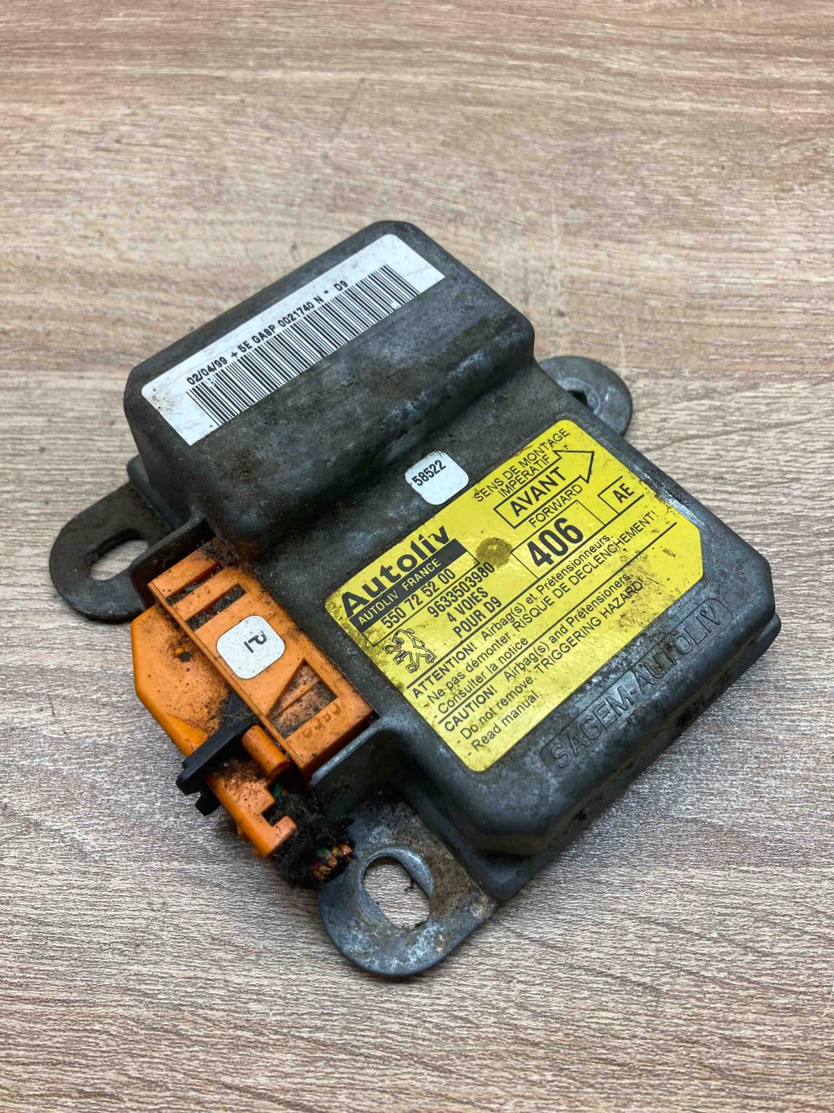 9633503980 550725200  Airbag control unit/module Peugeot 406